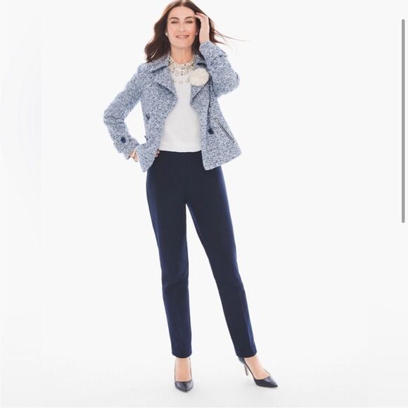 Chicos Open Front Tweed Jacket Size 2 - Picture 1 of 11